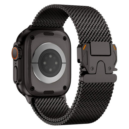 Metal Clasp Coarse Mesh Milan Stainless Steel Watch Band, For Apple Watch 46mm / 49mm / 45mm / 44mm - DealBuddy