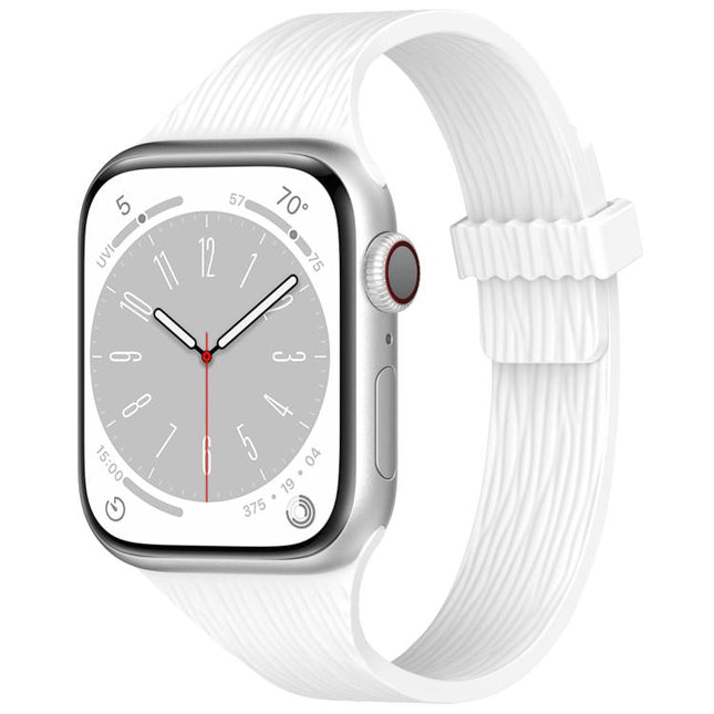 Water Wood Grain Small Waist Magnetic Silicone Watch Band, For Apple Watch 46mm / 49mm / 45mm / 44mm, For Apple Watch 42mm / 41mm / 40mm / 38mm - DealBuddy