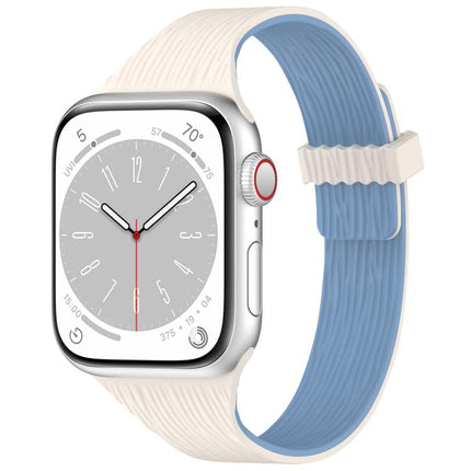 Water Wood Grain Small Waist Magnetic Silicone Watch Band, For Apple Watch 46mm / 49mm / 45mm / 44mm, For Apple Watch 42mm / 41mm / 40mm / 38mm - DealBuddy