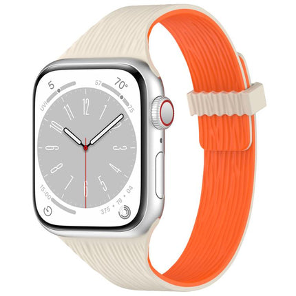 Water Wood Grain Small Waist Magnetic Silicone Watch Band, For Apple Watch 46mm / 49mm / 45mm / 44mm, For Apple Watch 42mm / 41mm / 40mm / 38mm - DealBuddy