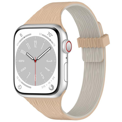 Water Wood Grain Small Waist Magnetic Silicone Watch Band, For Apple Watch 46mm / 49mm / 45mm / 44mm, For Apple Watch 42mm / 41mm / 40mm / 38mm - DealBuddy