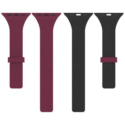 Water Wood Grain Small Waist Magnetic Silicone Watch Band