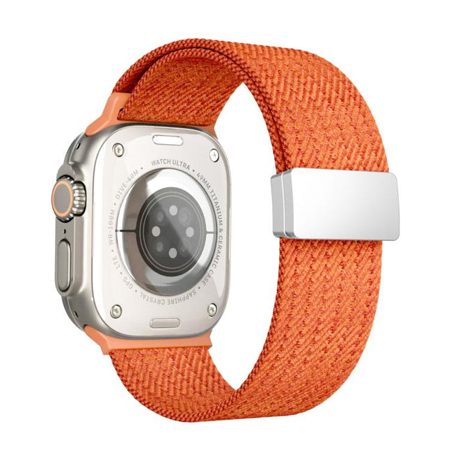 Single Color Magnetic Snap Four Strand Elastic Nylon Watch Band