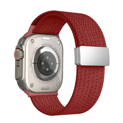 Single Color Magnetic Snap Four Strand Elastic Nylon Watch Band