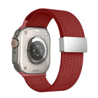 Single Color Magnetic Snap Four Strand Elastic Nylon Watch Band
