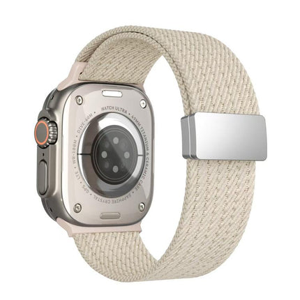Single Color Magnetic Snap Four Strand Elastic Nylon Watch Band
