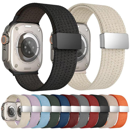 Single Color Magnetic Snap Four Strand Elastic Nylon Watch Band
