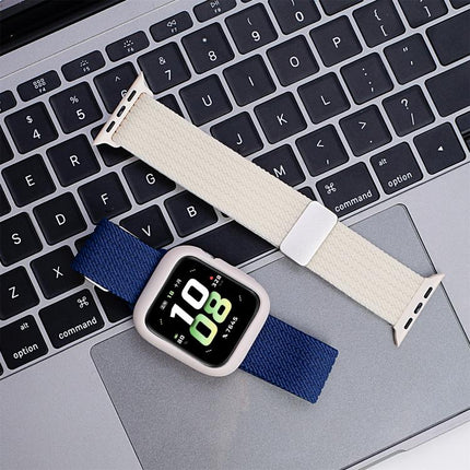Single Color Magnetic Snap Four Strand Elastic Nylon Watch Band