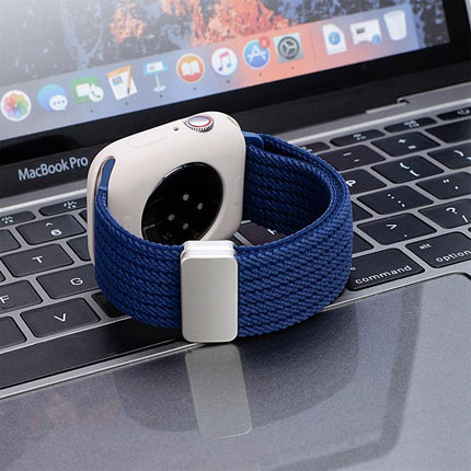 Single Color Magnetic Snap Four Strand Elastic Nylon Watch Band