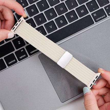 Single Color Magnetic Snap Four Strand Elastic Nylon Watch Band
