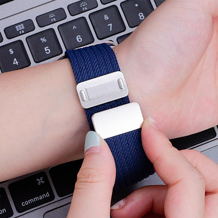 Single Color Magnetic Snap Four Strand Elastic Nylon Watch Band
