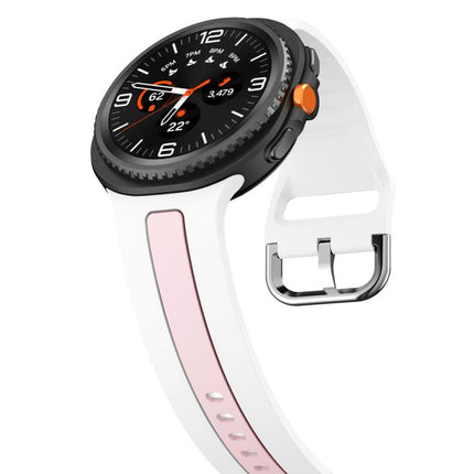 Silver Buckle Vertical Stripe Two Color Silicone Watch Band