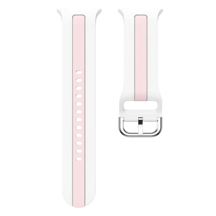 Silver Buckle Vertical Stripe Two Color Silicone Watch Band