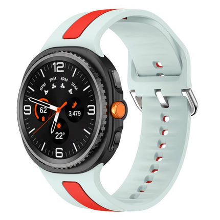 Silver Buckle Vertical Stripe Two Color Silicone Watch Band