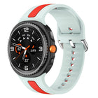 Silver Buckle Vertical Stripe Two Color Silicone Watch Band