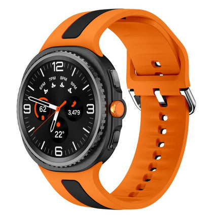 Silver Buckle Vertical Stripe Two Color Silicone Watch Band