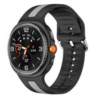 Silver Buckle Vertical Stripe Two Color Silicone Watch Band
