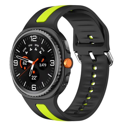 Silver Buckle Vertical Stripe Two Color Silicone Watch Band