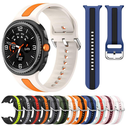 Silver Buckle Vertical Stripe Two Color Silicone Watch Band