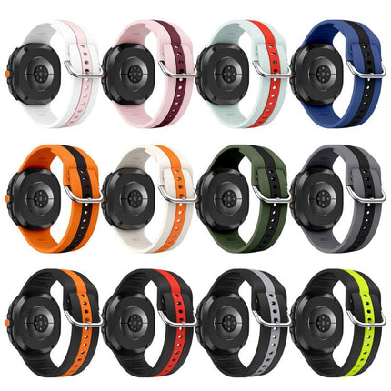 Silver Buckle Vertical Stripe Two Color Silicone Watch Band