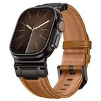 Dark Red Brown Crazy Horse Leather Black Buckle