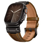 New Dark Brown Crazy Horse Leather Black Buckle