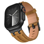 Crazy Horse Vegan Leather Stainless Steel Black Buckle Watch Band, For Apple Watch 46mm / 49mm / 45mm / 44mm - DealBuddy