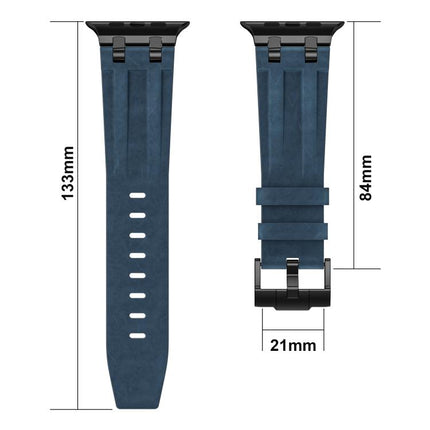 Crazy Horse Vegan Leather Stainless Steel Black Buckle Watch Band, For Apple Watch 46mm / 49mm / 45mm / 44mm - DealBuddy