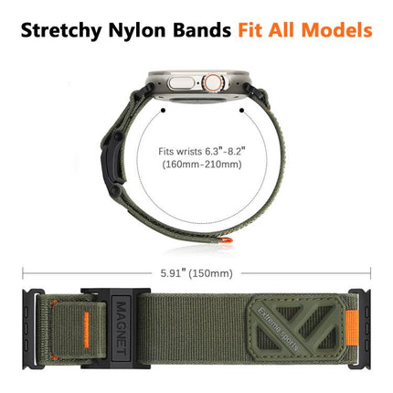 Magnetic Loop Nylon Hook and Loop Fastener Watch Band, For Apple Watch 46mm / 49mm / 45mm / 44mm, For Apple Watch 42mm / 41mm / 40mm / 38mm - DealBuddy