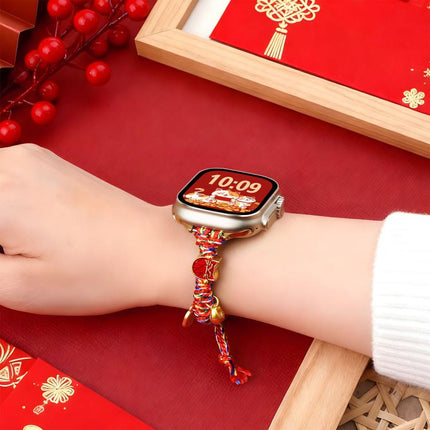 New Year Beaded Rope Braided Watch Band, For Apple Watch 46mm / 49mm / 45mm / 44mm, For Apple Watch 42mm / 41mm / 40mm / 38mm - DealBuddy