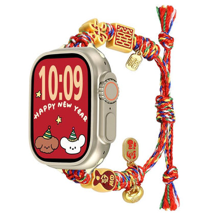 New Year Beaded Rope Braided Watch Band, For Apple Watch 46mm / 49mm / 45mm / 44mm, For Apple Watch 42mm / 41mm / 40mm / 38mm - DealBuddy