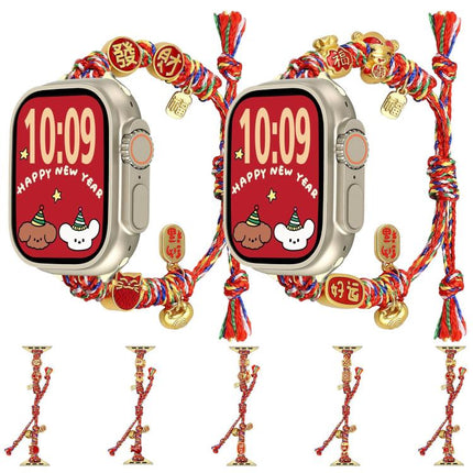 New Year Beaded Rope Braided Watch Band, For Apple Watch 46mm / 49mm / 45mm / 44mm, For Apple Watch 42mm / 41mm / 40mm / 38mm - DealBuddy