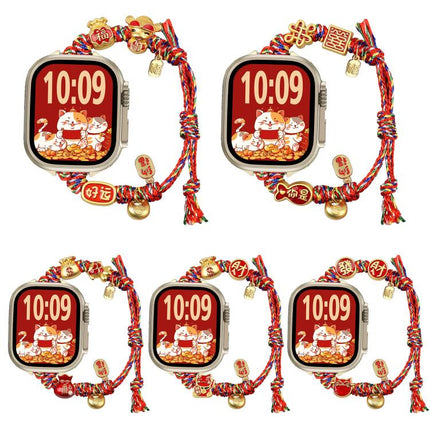 New Year Beaded Rope Braided Watch Band, For Apple Watch 46mm / 49mm / 45mm / 44mm, For Apple Watch 42mm / 41mm / 40mm / 38mm - DealBuddy