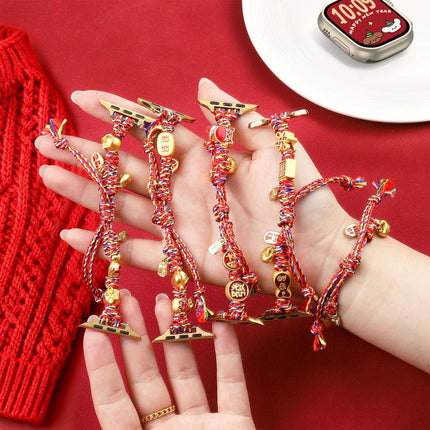 New Year Beaded Rope Braided Watch Band, For Apple Watch 46mm / 49mm / 45mm / 44mm, For Apple Watch 42mm / 41mm / 40mm / 38mm - DealBuddy