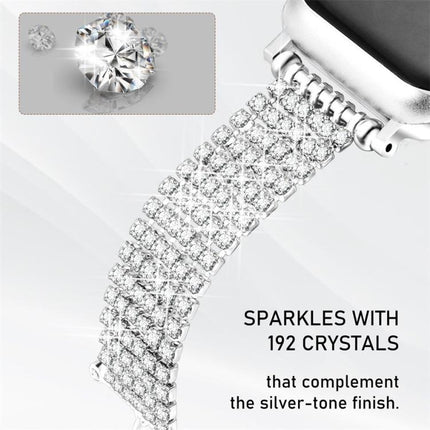 Luxury Clasp Chain Diamond Metal Watch Band, For Apple Watch 46mm / 49mm / 45mm / 44mm, For Apple Watch 42mm / 41mm / 40mm / 38mm - DealBuddy