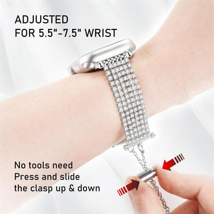 Luxury Clasp Chain Diamond Metal Watch Band, For Apple Watch 46mm / 49mm / 45mm / 44mm, For Apple Watch 42mm / 41mm / 40mm / 38mm - DealBuddy