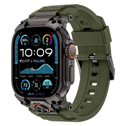 Metal Customised Armour Silicone Watch Band, For Apple Watch Ultra 3 / 2 / 1 49mm - DealBuddy