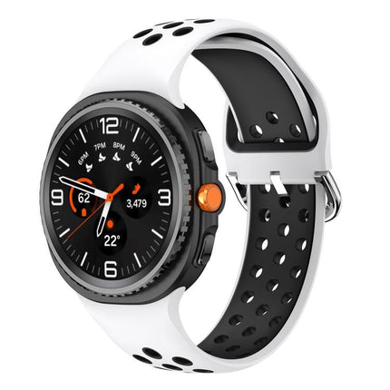 Round Holes Silver Buckle Two Color Silicone Watch Band, For Samsung Galaxy Watch8 / Watch8 Classic - DealBuddy