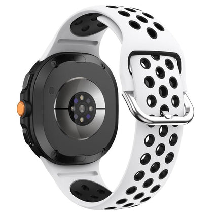 Round Holes Silver Buckle Two Color Silicone Watch Band, For Samsung Galaxy Watch8 / Watch8 Classic - DealBuddy