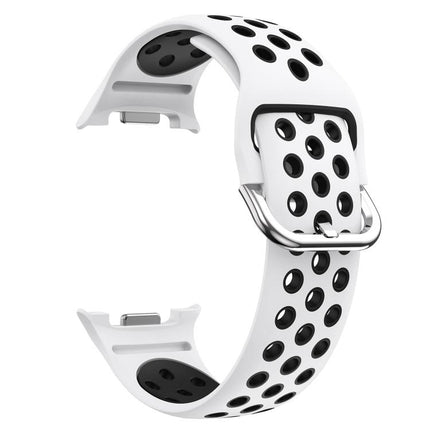 Round Holes Silver Buckle Two Color Silicone Watch Band, For Samsung Galaxy Watch8 / Watch8 Classic - DealBuddy