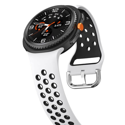 Round Holes Silver Buckle Two Color Silicone Watch Band, For Samsung Galaxy Watch8 / Watch8 Classic - DealBuddy