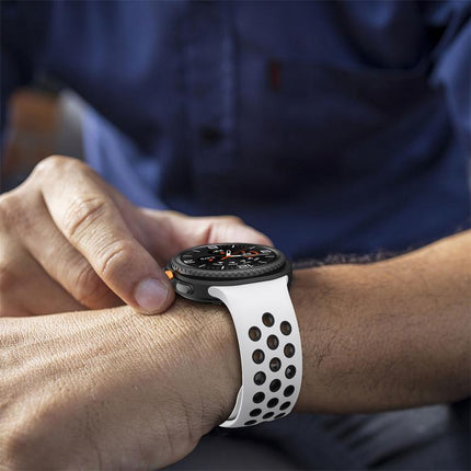 Round Holes Silver Buckle Two Color Silicone Watch Band, For Samsung Galaxy Watch8 / Watch8 Classic - DealBuddy
