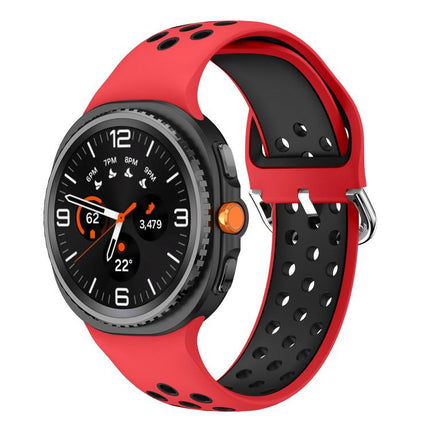 Round Holes Silver Buckle Two Color Silicone Watch Band, For Samsung Galaxy Watch8 / Watch8 Classic - DealBuddy