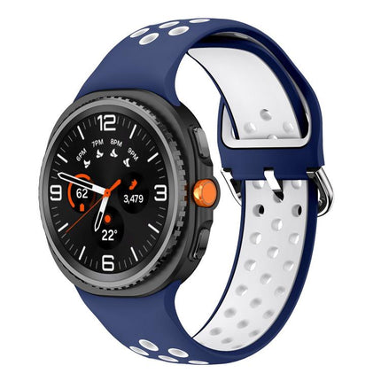 Round Holes Silver Buckle Two Color Silicone Watch Band, For Samsung Galaxy Watch8 / Watch8 Classic - DealBuddy