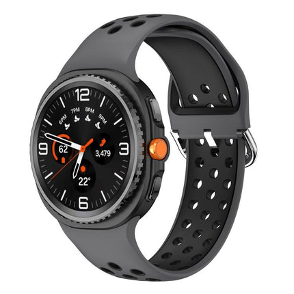 Round Holes Silver Buckle Two Color Silicone Watch Band, For Samsung Galaxy Watch8 / Watch8 Classic - DealBuddy