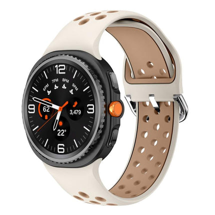 Round Holes Silver Buckle Two Color Silicone Watch Band, For Samsung Galaxy Watch8 / Watch8 Classic - DealBuddy