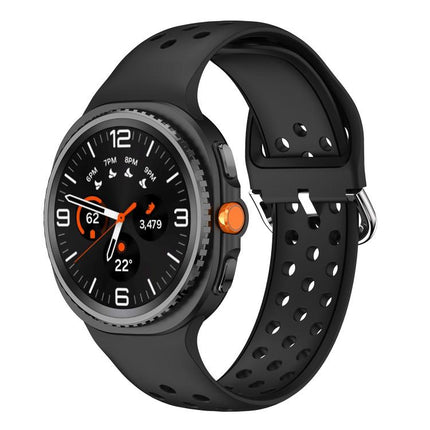 Round Holes Silver Buckle Two Color Silicone Watch Band, For Samsung Galaxy Watch8 / Watch8 Classic - DealBuddy