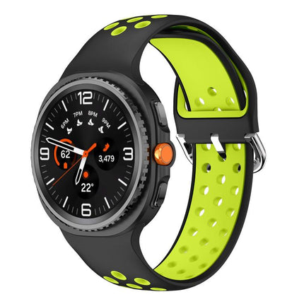Round Holes Silver Buckle Two Color Silicone Watch Band, For Samsung Galaxy Watch8 / Watch8 Classic - DealBuddy