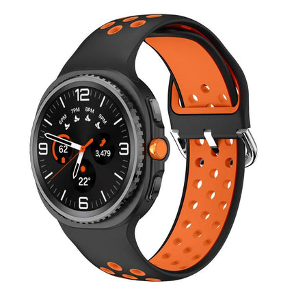 Round Holes Silver Buckle Two Color Silicone Watch Band, For Samsung Galaxy Watch8 / Watch8 Classic - DealBuddy