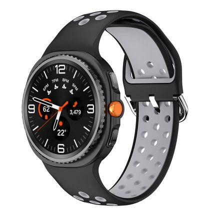 Round Holes Silver Buckle Two Color Silicone Watch Band, For Samsung Galaxy Watch8 / Watch8 Classic - DealBuddy
